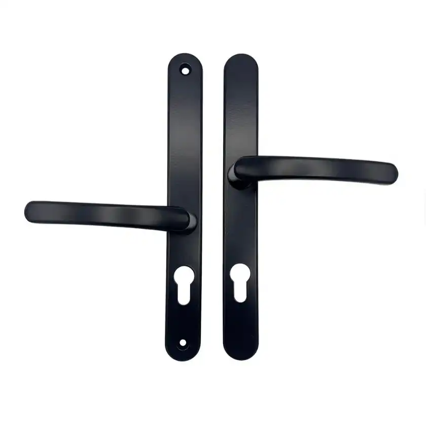 Lever Offset UPVC Multipoint Door Handles - 48/87mm PZ - Sprung - 240mm Screw Centres