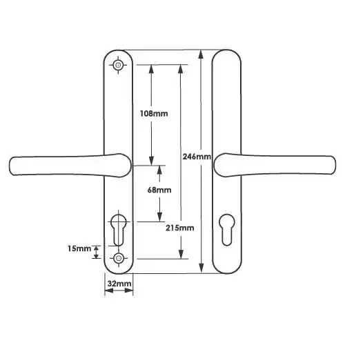Lever Lever UPVC Multipoint Door Handles - 68mm PZ Sprung 215mm Screw Centres