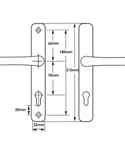 Lever UPVC Multipoint Door Handles - 70mm PZ - Sprung - 180mm Screw Centres - 7mm Follower
