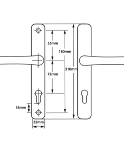 Lever UPVC Multipoint Door Handles - 72mm PZ - Sprung - 180mm Screw Centres