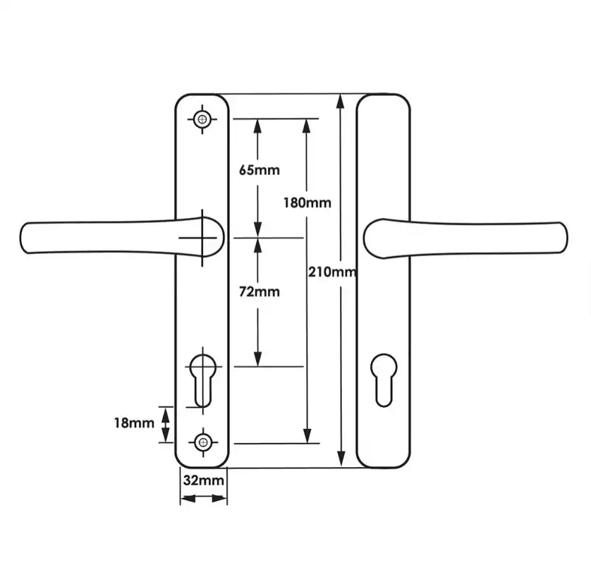 Lever UPVC Multipoint Door Handles - 72mm PZ - Sprung - 180mm Screw Centres