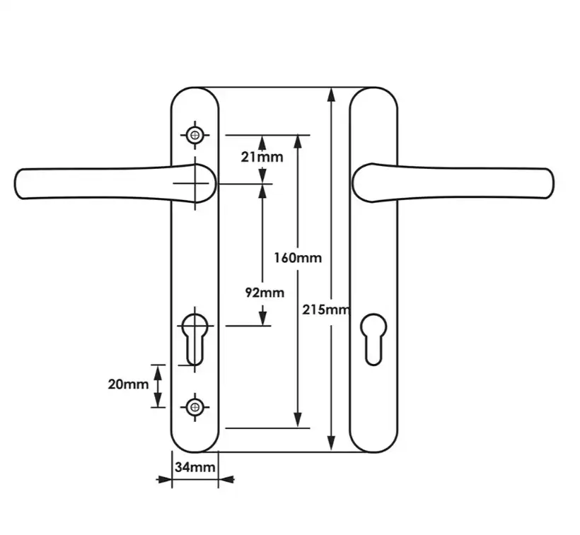 Lever Lever Multipoint Door Handles - 92mm PZ - Sprung - 160mm Screw Centres