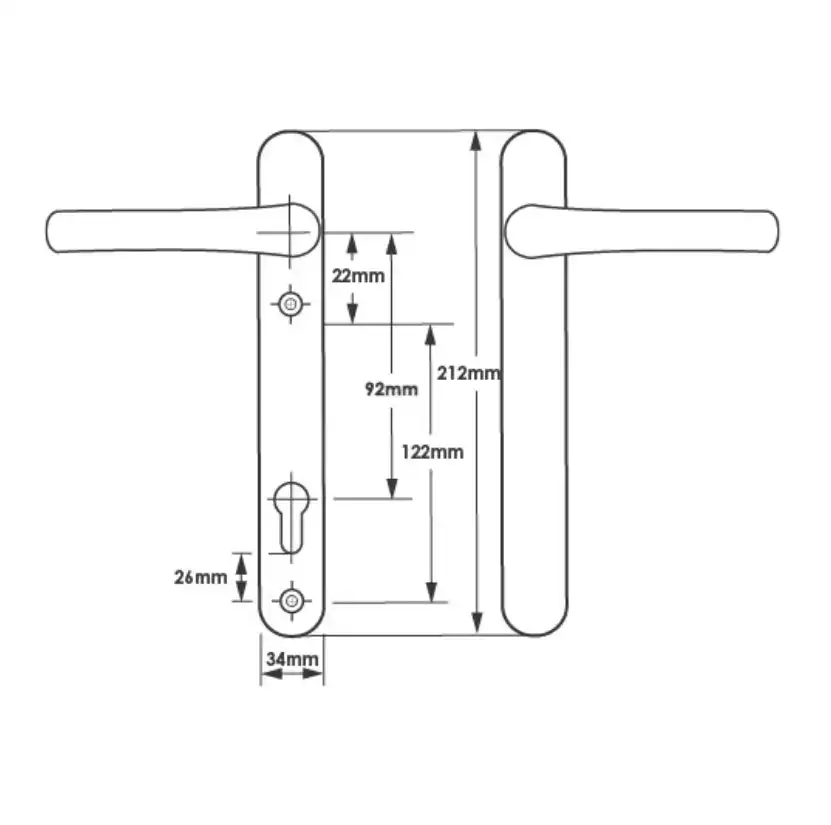 Blank External Lever Lever French Door Multipoint Handles – 92mm PZ Sprung 122mm Screw Centres