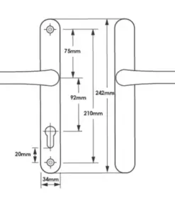 Blank External Lever Lever French Door Multipoint Handles – 92mm PZ Sprung 210mm Screw Centres