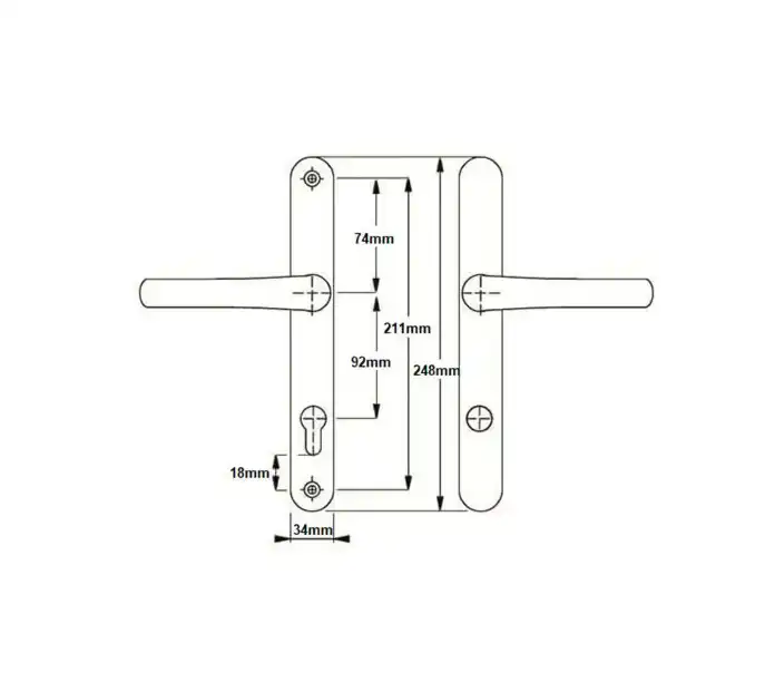 Ultion TS007 2* Lever Lever UPVC Multipoint Door Handles - 92mm PZ Sprung 211mm Screw Centres