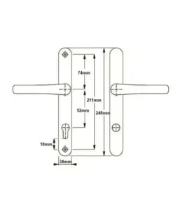 Ultion TS007 2* Lever Lever UPVC Multipoint Door Handles - 92mm PZ Sprung 211mm Screw Centres