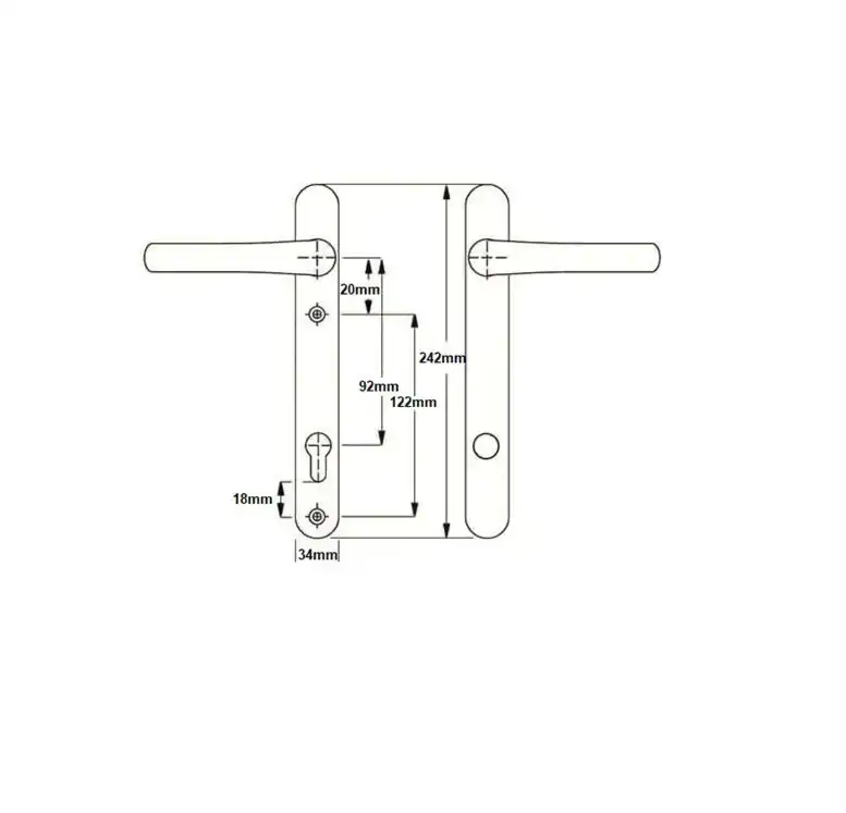 Ultion TS007 2* Lever Lever UPVC Multipoint Door Handles - 92mm PZ Sprung 122mm Screw Centres
