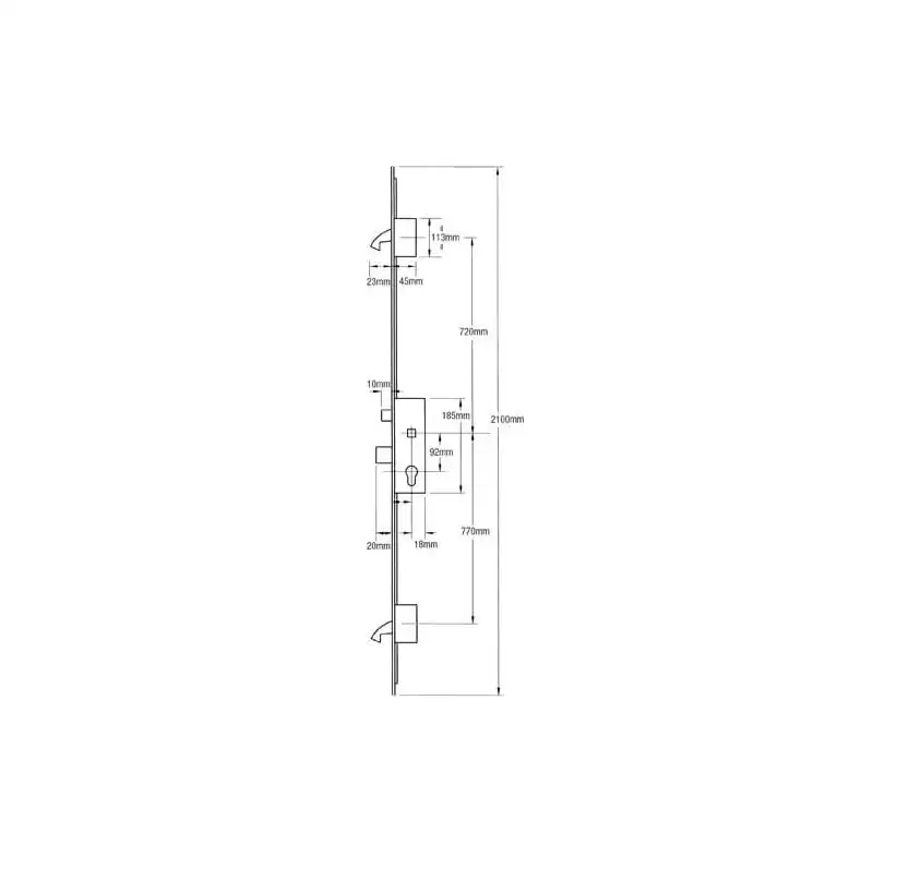 Trulock Latch Deadbolt 2 Hooks 16mm Flat Faceplate Lift Lever Multipoint Door Lock