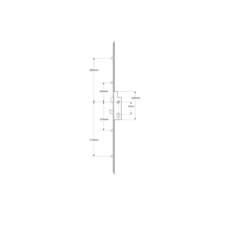 XL Latch Hook 4 Rollers Split Spindle Multipoint Door Lock