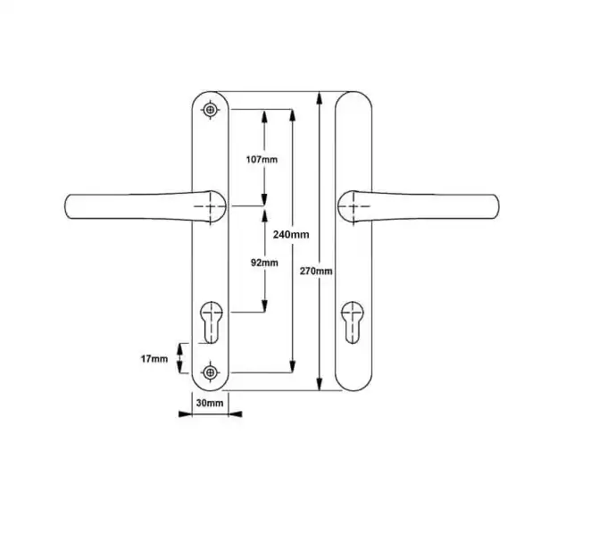 Blenheim Lever Lever UPVC Multipoint Door Handles - 92mm PZ Sprung 240mm Screw Centres
