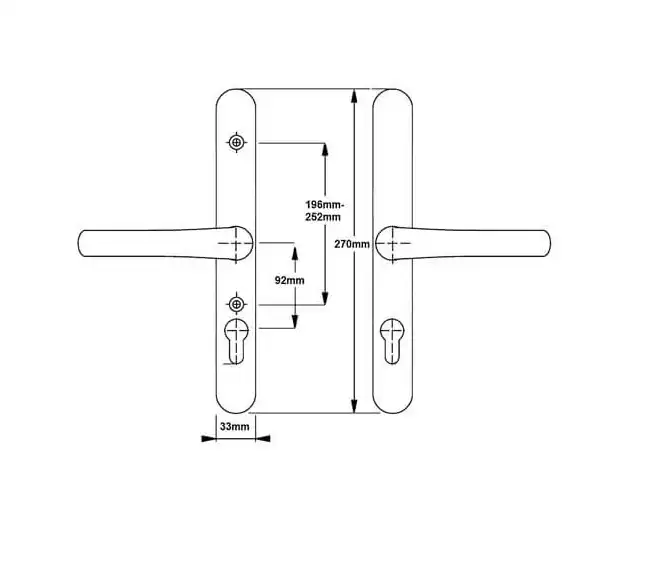Lever UPVC Multipoint Door Handles - 92mm PZ Sprung 196-252mm Screw Centres 7 Lever UPVC Multipoint Door Handles - 92mm PZ Sprung 196-252mm Screw Centres