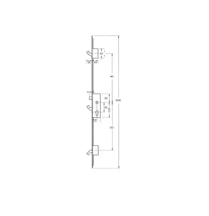 YS170 Latch 3 Hooks Split Spindle Multipoint Door Lock