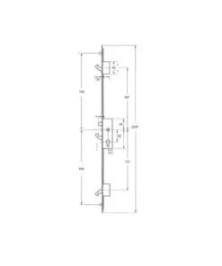 YS170 Latch 3 Hooks 2 Rollers 16mm Square Faceplate Multipoint Door Lock - 2200mm