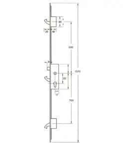 YS170 Series Round 20mm Faceplate Multipoint Door Lock - 1570mm